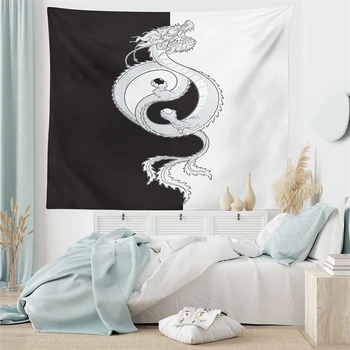 Gobelenas Rytų Senovės Paslaptingas Yin ir Yang Verpimo Dragon 