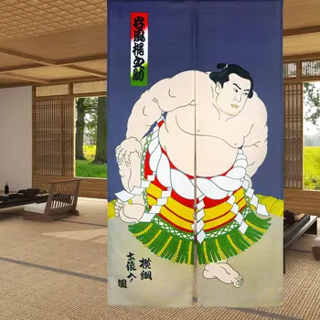 Sumo Imtynininkas Spausdinti Noren Japonų Stiliaus Duris, Užuolaidos Miegamajame, Vonios Sienelė Durų Užuolaidos Įėjimo Kabo Pusė Užuolaidos