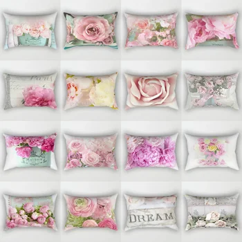 30x50cm Pink Gėlių Užvalkalas Gyvenamasis Kambarys Sofos, Kėdės Juosmens Mesti Pagalvėlė Padengti Miegamųjų Namo Dekoratyvinių Gėlių Pagalvių užvalkalus