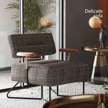Modernus minimalistinis audinio houndstooth vieną Nordic dizainas šviesos prabanga Ins laisvalaikio kėdė kambarį mažame bute sofa-lova, kėdės