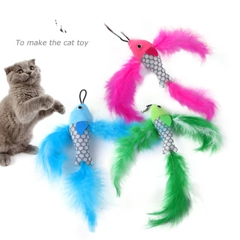 Juokingi Kačių Žaislas Flying Fish Pakeitimo Galvos Purus Plunksnų Cat Stick Kačiukas, Žaisti Interaktyvius Nuimamas Kibinimas Lazdelė Katė Prekes
