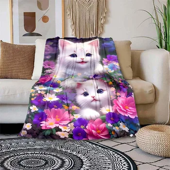 3D cute little cat animacinių filmų, animacinių filmų sofos paviršiaus antklodė gyvenimo kambario, miegamasis apdailos antklodė nešiojamų kelionių antklodė